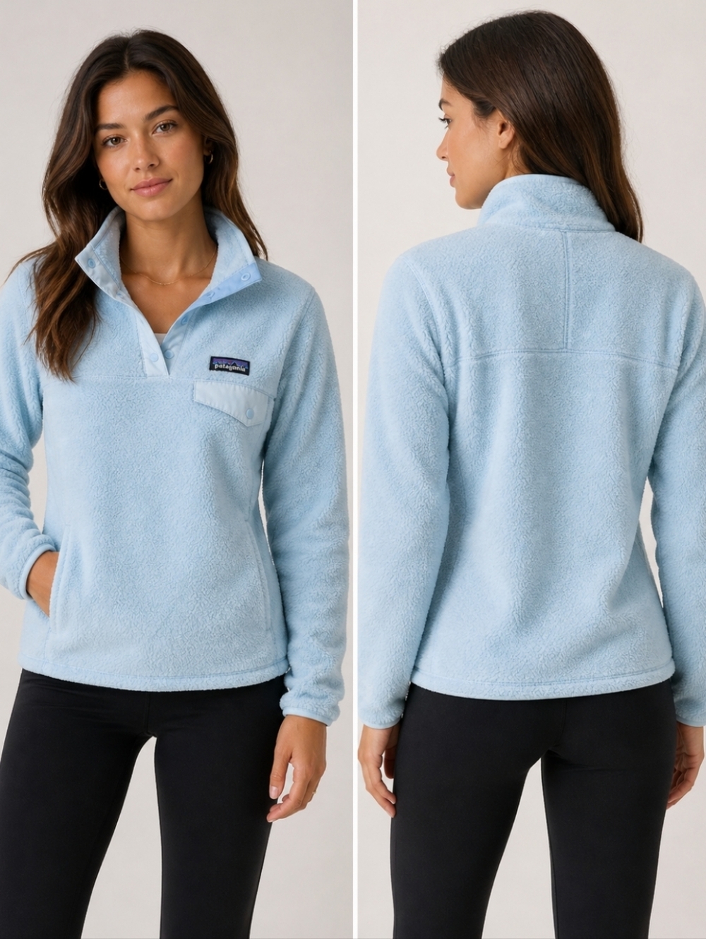 Patagonia Light Blue Synchilla Fleece Pullover Snap-T Cozy Minimalist XS